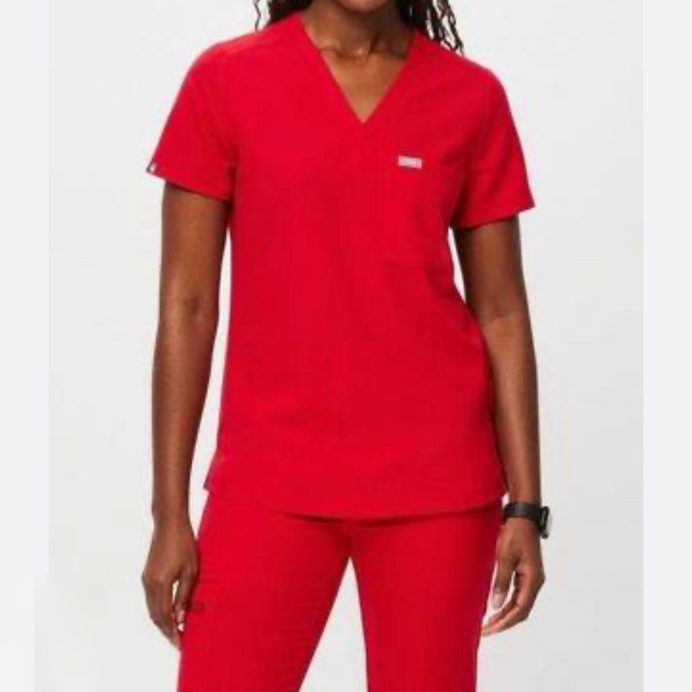 Figs LIMITED EDITION Livingston scrub pants, POP RED, size Small